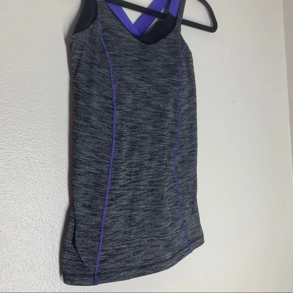 Lululemon Run For Gold Tank Top Strappy Back Gray